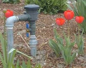 backflow device in flower garden